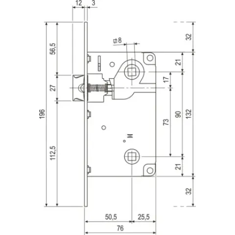 Корпус врізного замка AGB Centro WC 73 мм, нікель