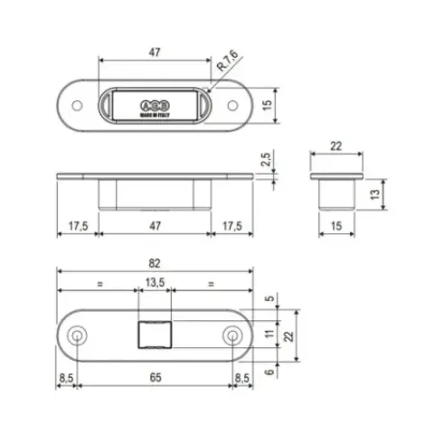 Відповідна планка AGB Touch для дерев’яної коробки 57065, сірий