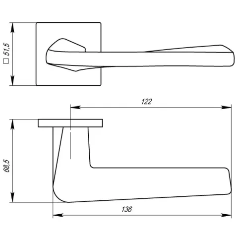 Ручка роздільна K.USS52.TORSO (TORSO USS) SN-3 матовий нікель