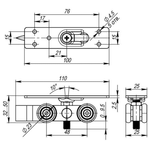 Комплект роликів для розсувних дверей Comfort 80/4 kit
