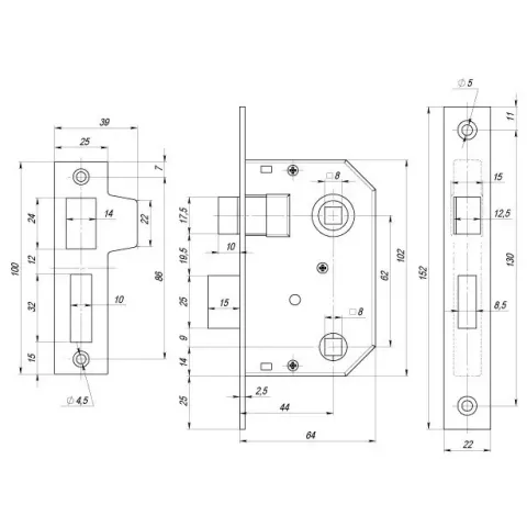 Засувка врізна Fuaro 300 WC/PB, полірована латунь