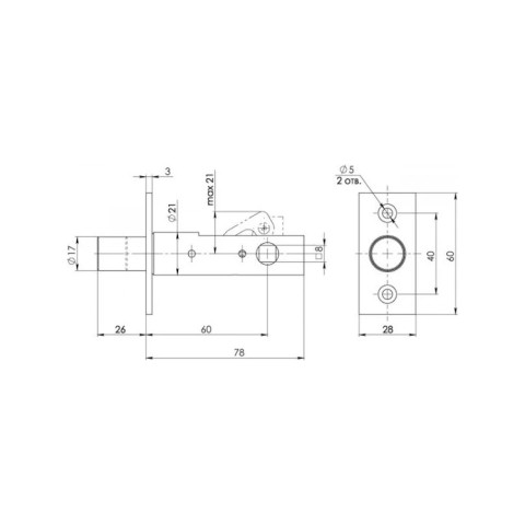 Засув торцевий Fuaro TDB 860-64 CP, хром
