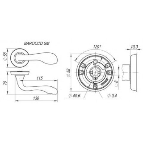 Ручка дверна Fuaro BAROCCO SM AB-7, матова бронза