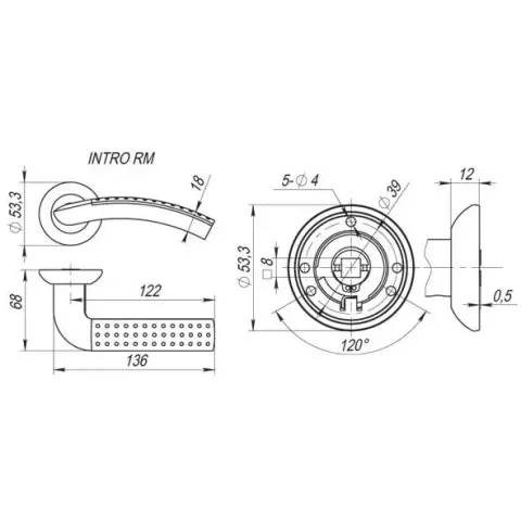 Ручка дверна Fuaro INTRO RM ABG-6, бронза