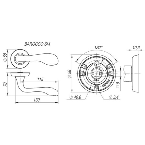 Ручка дверна Fuaro BAROCCO SM MAB-6, темна бронза
