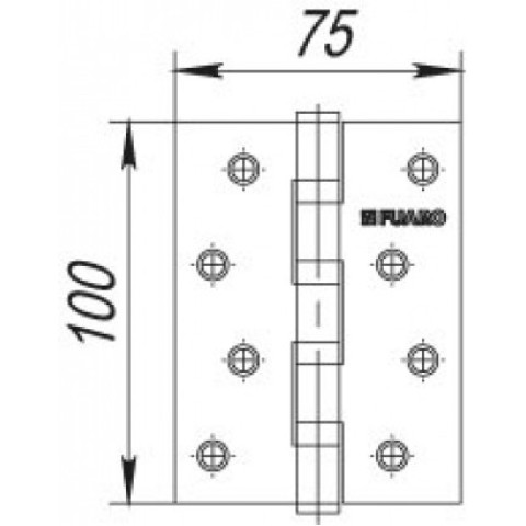 Петля дверна універсальна Fuaro 4BB 100x75x2.5 BL, чорний матовий