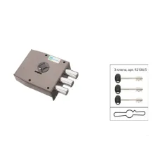 Замок накладний Mottura 20511VD, 3-ригельний, бронза