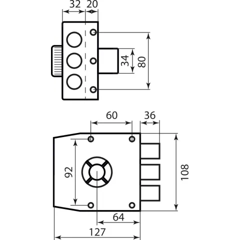 Замок накладний Mottura 30401VS50C5, 3-ригельний