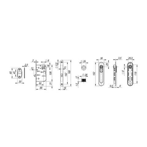 Комплект фурнітури для розсувних дверей Armadillo SH.LD152.KIT011-BK 26673, матовий нікель