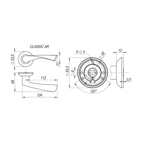 Ручка дверна Fuaro CLASSIC AR 140мм 28253, матовий нікель / хром