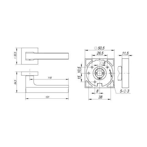 Ручка дверна Fuaro FLASH DM 33461, кава