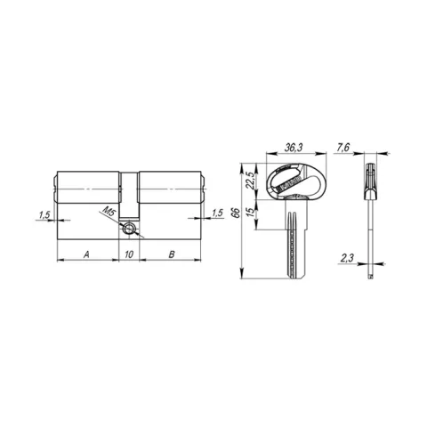 Циліндр ключ–ключ Fuaro D-PRO500/70 30+10+30 37731, латунь