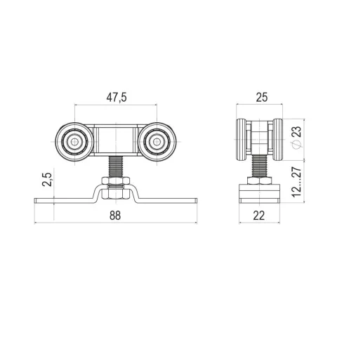 Комплект роликів для розсувних дверей Punto SLD.SoftLine.SET.rollers/55-4 38357