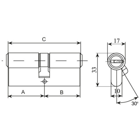 Циліндр RDA 40 / 50мм лаз. 90мм 5кл латунь