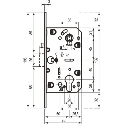 AGB Art. B011035023 Механізм Mediana Evolution під циліндр матова латунь 85 мм