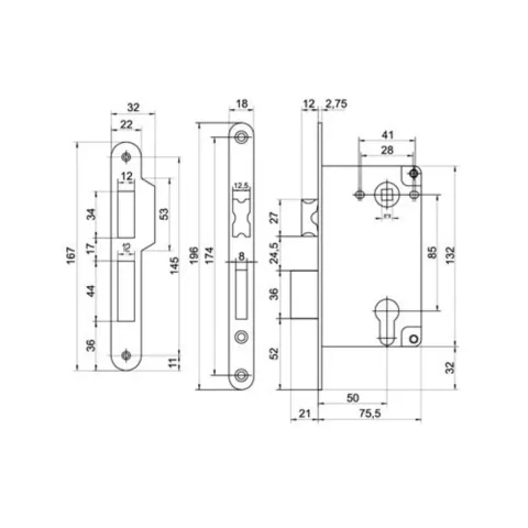 Замок Comit 285 CP 85 мм хром