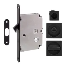 Ручка для розсувних дверей Fimet 3667R +LOCK+MQ матовий чорний (комплект wc)