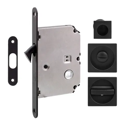 Ручка для розсувних дверей Fimet 3667R +LOCK+MQ матовий чорний (комплект wc)