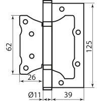 Завіса RDA 125×2,5 (2 підш., сталь) Eurocento матовий хром