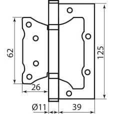 Завіса RDA 125×2,5 (2 підш., сталь) Eurocento матовий хром