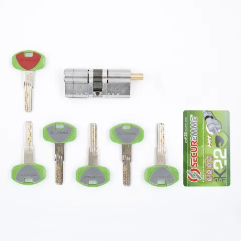 Циліндр Securemme 3220PCS35351X5 К22 35/35 мм 5 ключів +1 монтажний ключ/ручка матовий хром