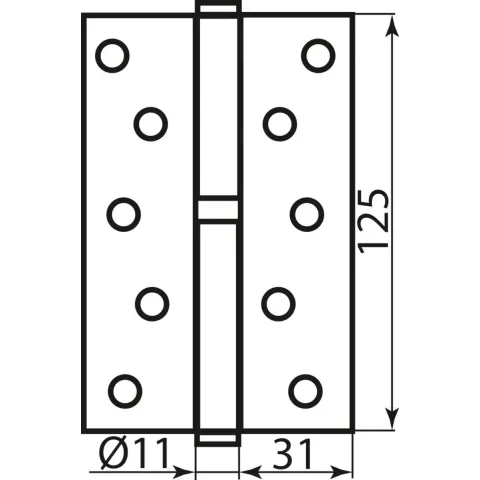 Петля дверна врізна RDA 125×3×2,5 (1 підшипник, сталь) матовий нікель ліва
