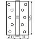 Петля дверна врізна RDA 125×3×2,5 (1 підшипник, сталь) матовий нікель ліва