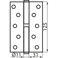 Петля дверна врізна RDA 125×3×2,5 (1 підшипник, сталь) матовий нікель права