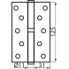 Петля дверна врізна RDA 125×3×2,5 (1 підшипник, сталь) полірована латунь ліва