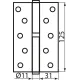 Петля дверна врізна RDA 125×3×2,5 (1 підшипник, сталь) полірована латунь ліва