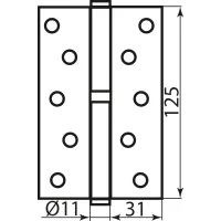 Петля дверна врізна RDA 125×3×2,5 (1 підшипник, сталь) полірована латунь права