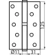 Петля дверна врізна RDA 125×3×2,5 (1 підшипник, сталь) полірована латунь права