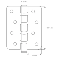 Петля дверна врізна RDA 100×3×3 (4 підшипники, нержавіюча сталь) закр. R7 матовий хром
