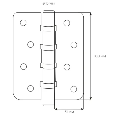 Петля дверна врізна RDA 100×3×3 (4 підшипники, нержавіюча сталь) закр. R7 антична латунь